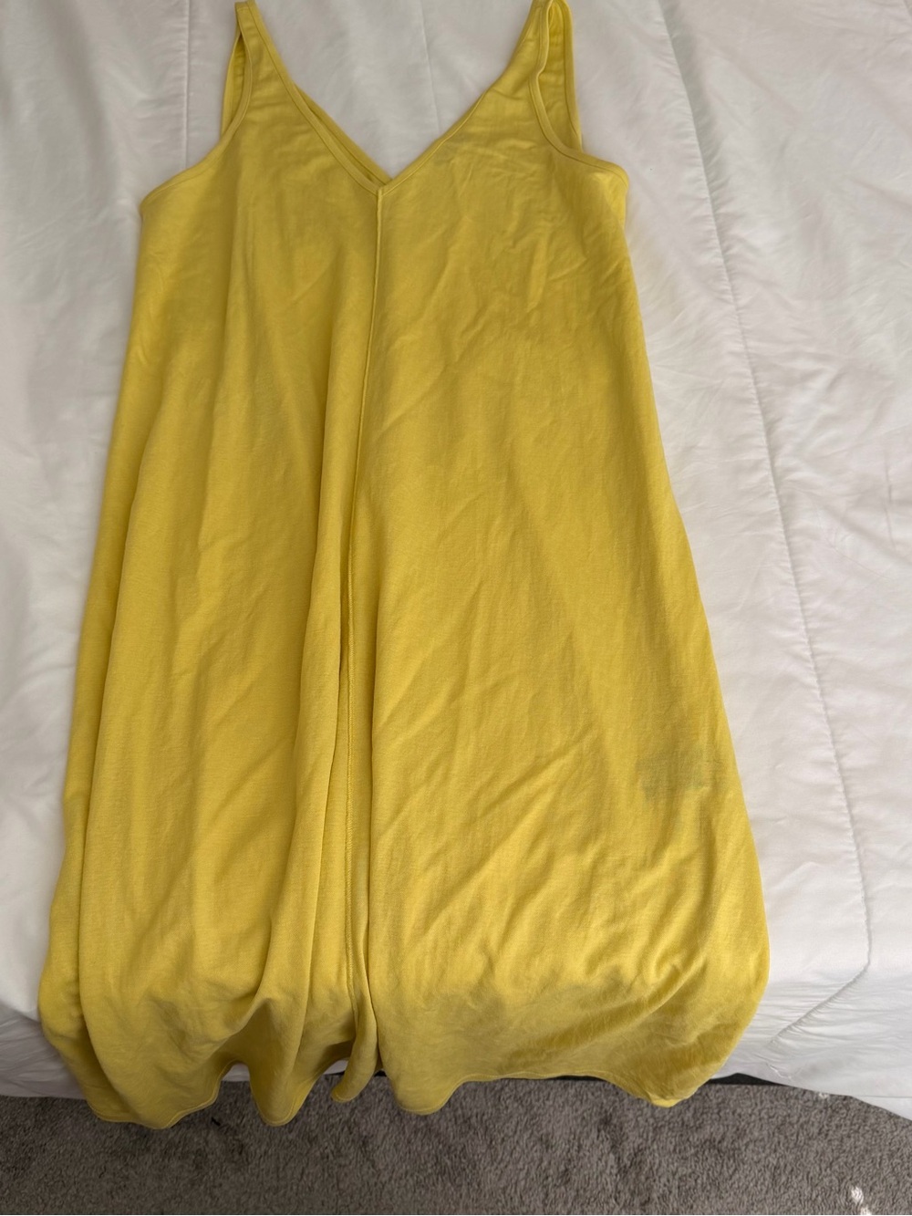 V-Neck Yellow Midi Dress with A-Line Flow